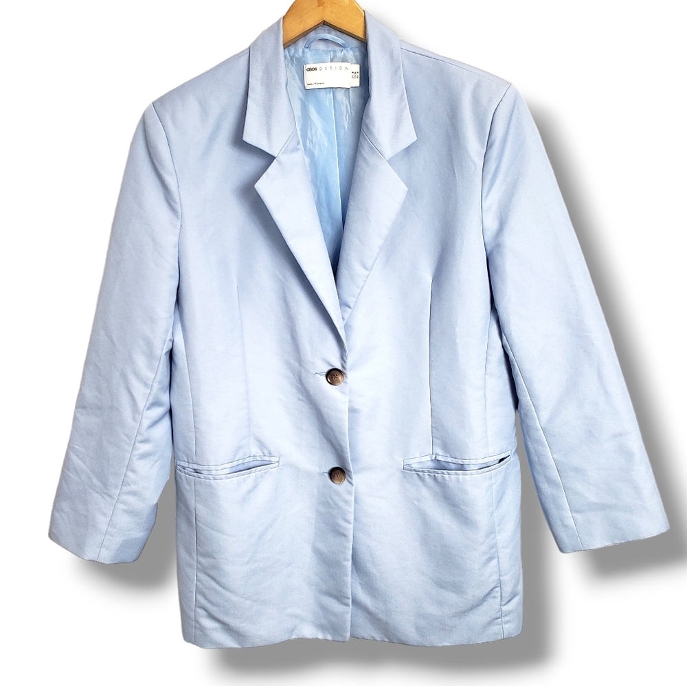 Asos Design Light-blue 2-Button Oversized Blazer Size 4